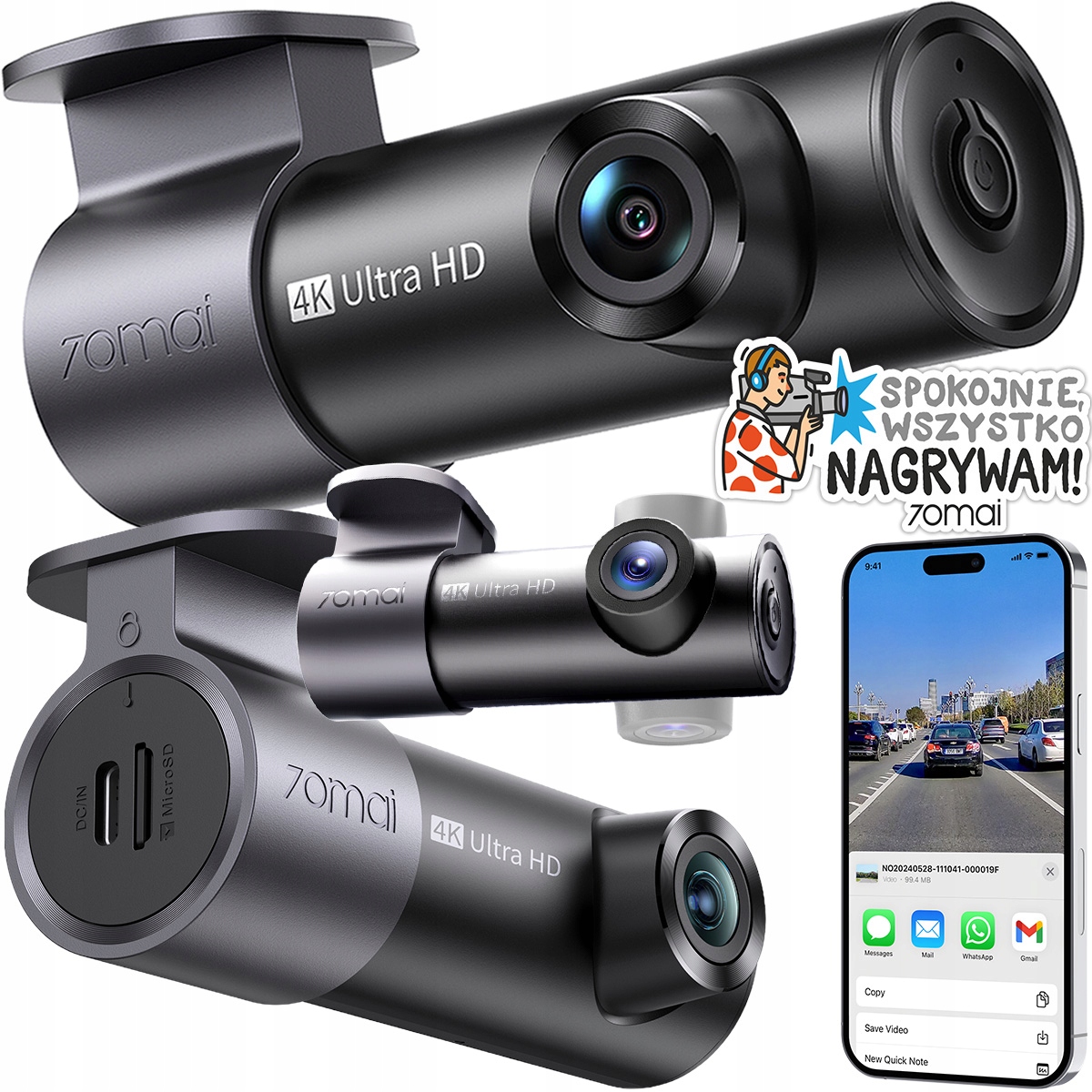 70mai M310 Plus 4K kamera do auta 360° – WiFi, 24h dohľad, nočné videnie, G-senzor